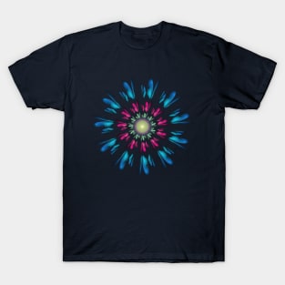 blue pink flower T-Shirt